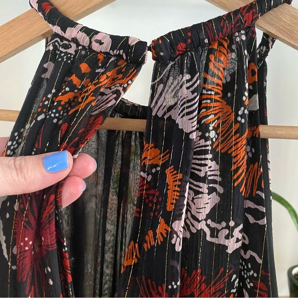 A.L.C. Bardot Silk Chiffon Printed Asymmetrical Halter Maxi Dress 4 - Picture 12 of 16